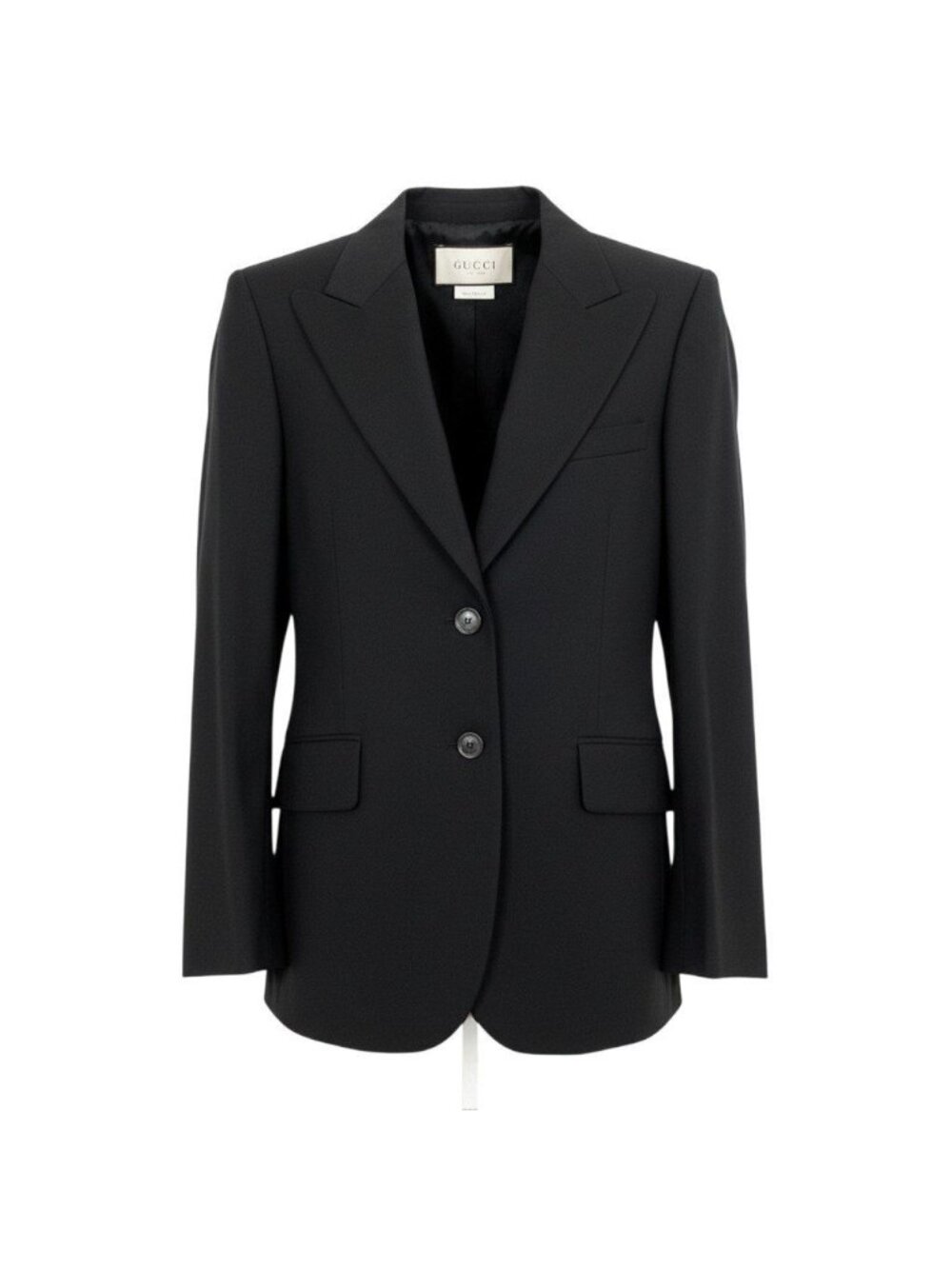 Gucci Uniform Tailored Jacket Peak Lapel Black Wool 40
